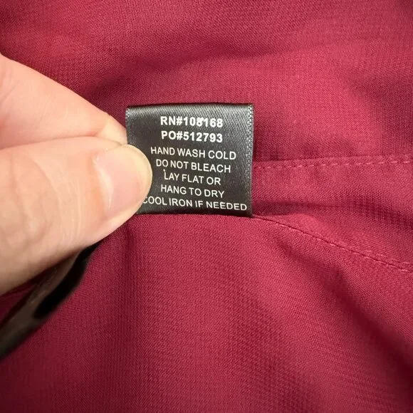 Full Tilt Sheer Burgundy Button-Down Blouse | Size M - Picture 10 of 10